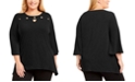 NY Collection Plus Size Grommet Keyhole Top
